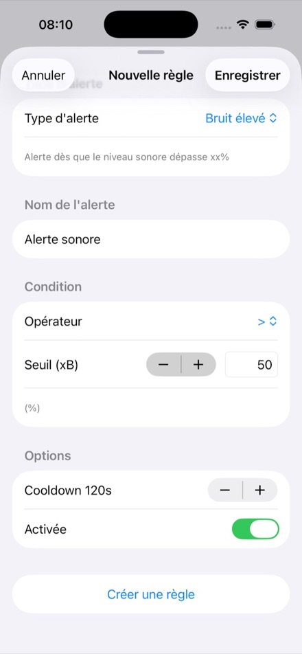 Création d’une règle