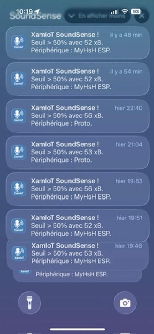 Notifications XamIoT sur l’écran verrouillé